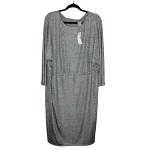 CHICO’S / metallic silver foiled dot 3/4 sleeve formal party dress / 20 l